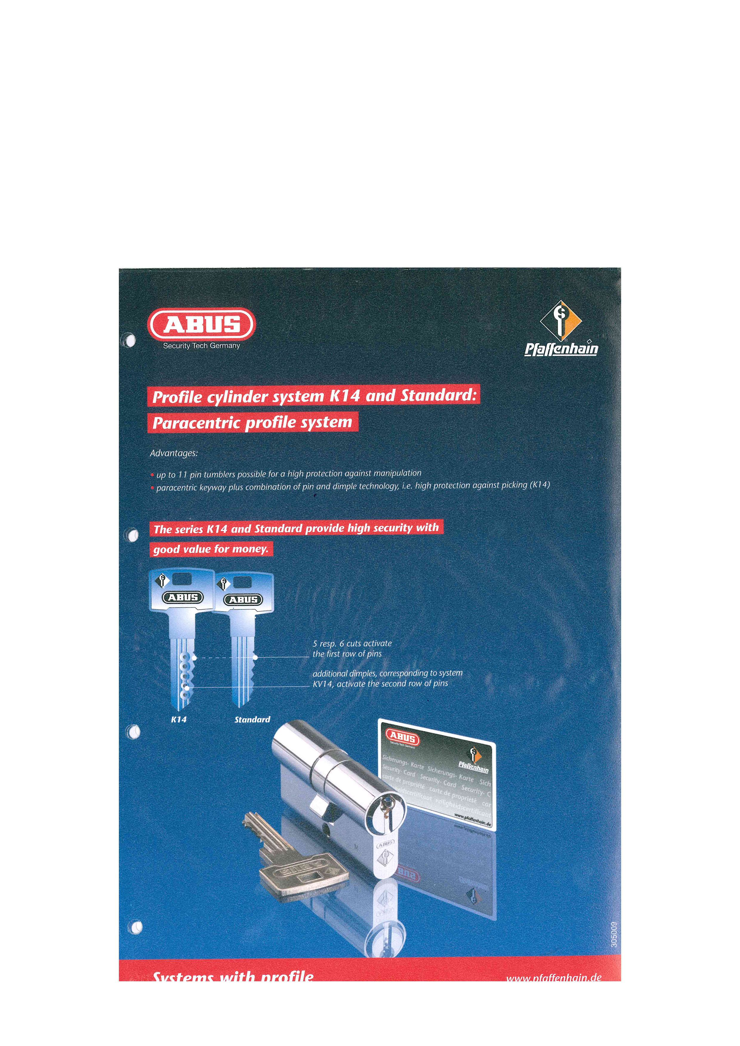 Gammel brochure for en cylinderprofil fra Pfaffenheim © ABUS