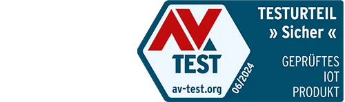 AV-Test Siegel: Testurteil "sicher" geprüftes IoT Produkt 06/2024 av-test.org